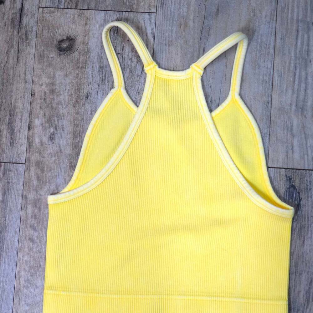 Zenana Mineral Washed Ribbed Racerback Crop Tank Tops - Picture 11 of 11